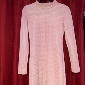 Mid thigh pink long sleeve dress